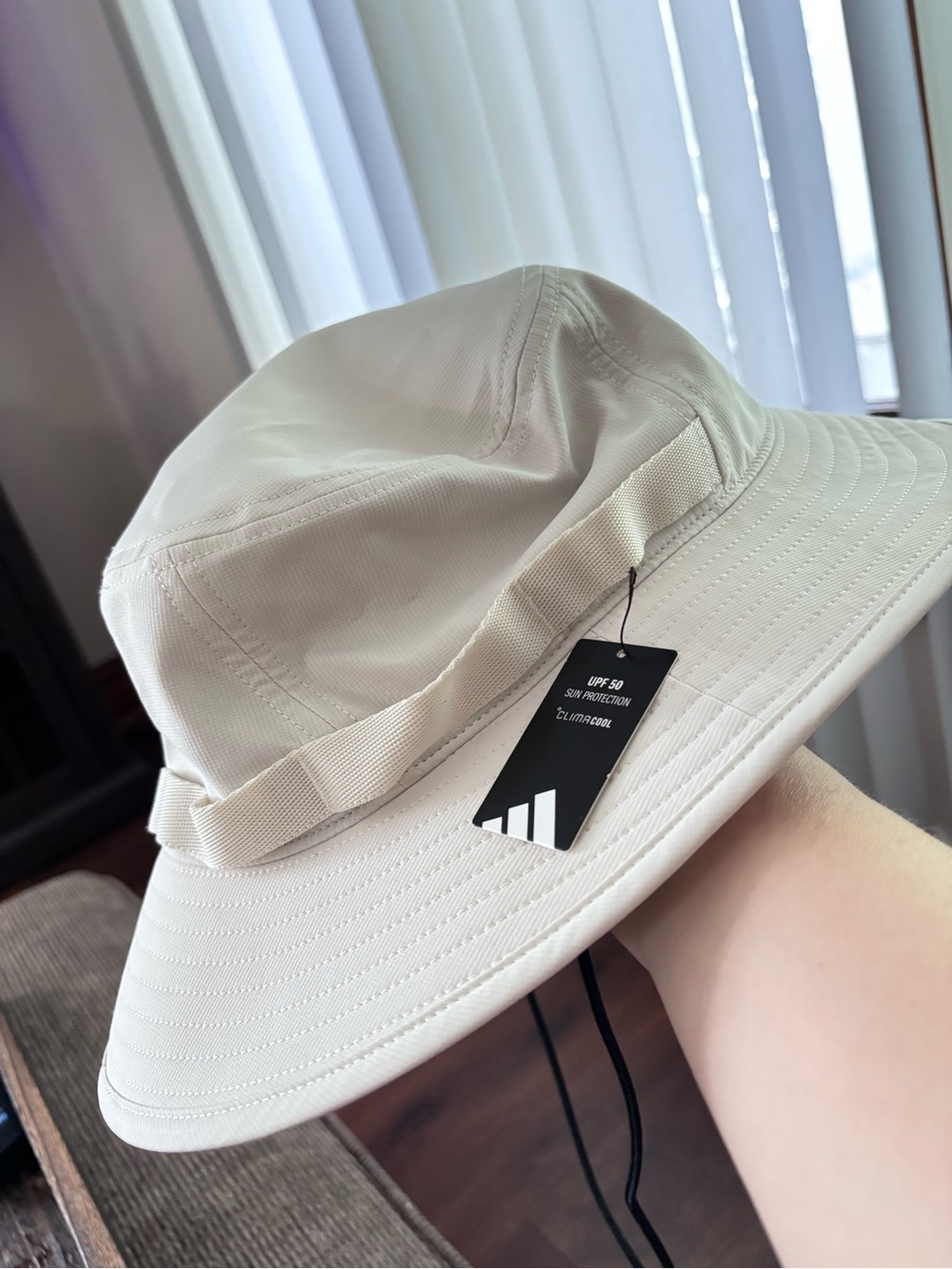 adidas Cream Bucket Hat with UPF 50